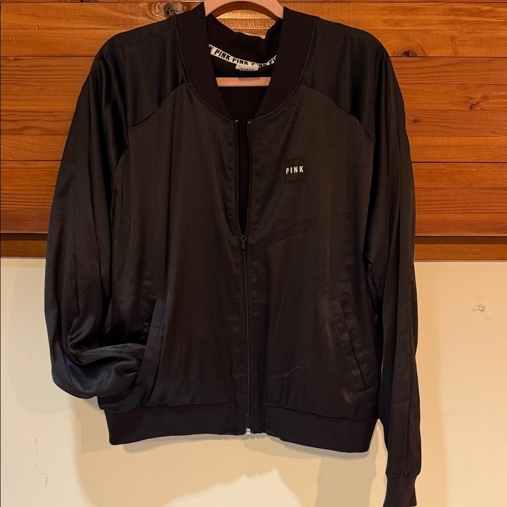 Black Victorias Secrer PINK Bomber Jacket-EUC-size L